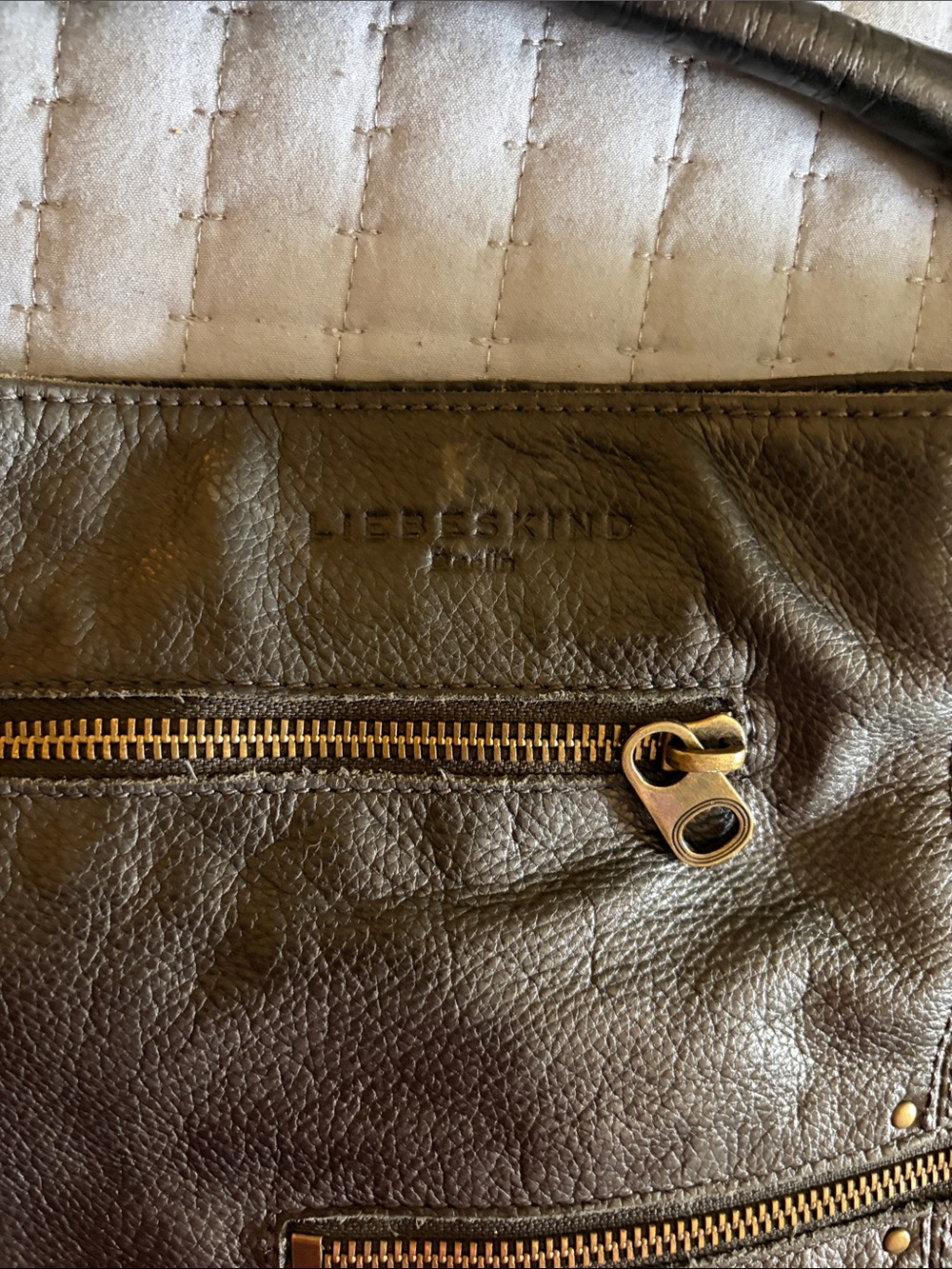 Liebeskind Crossbody Bag in Dark Gray with Brass Hardware - Picture 2 of 12